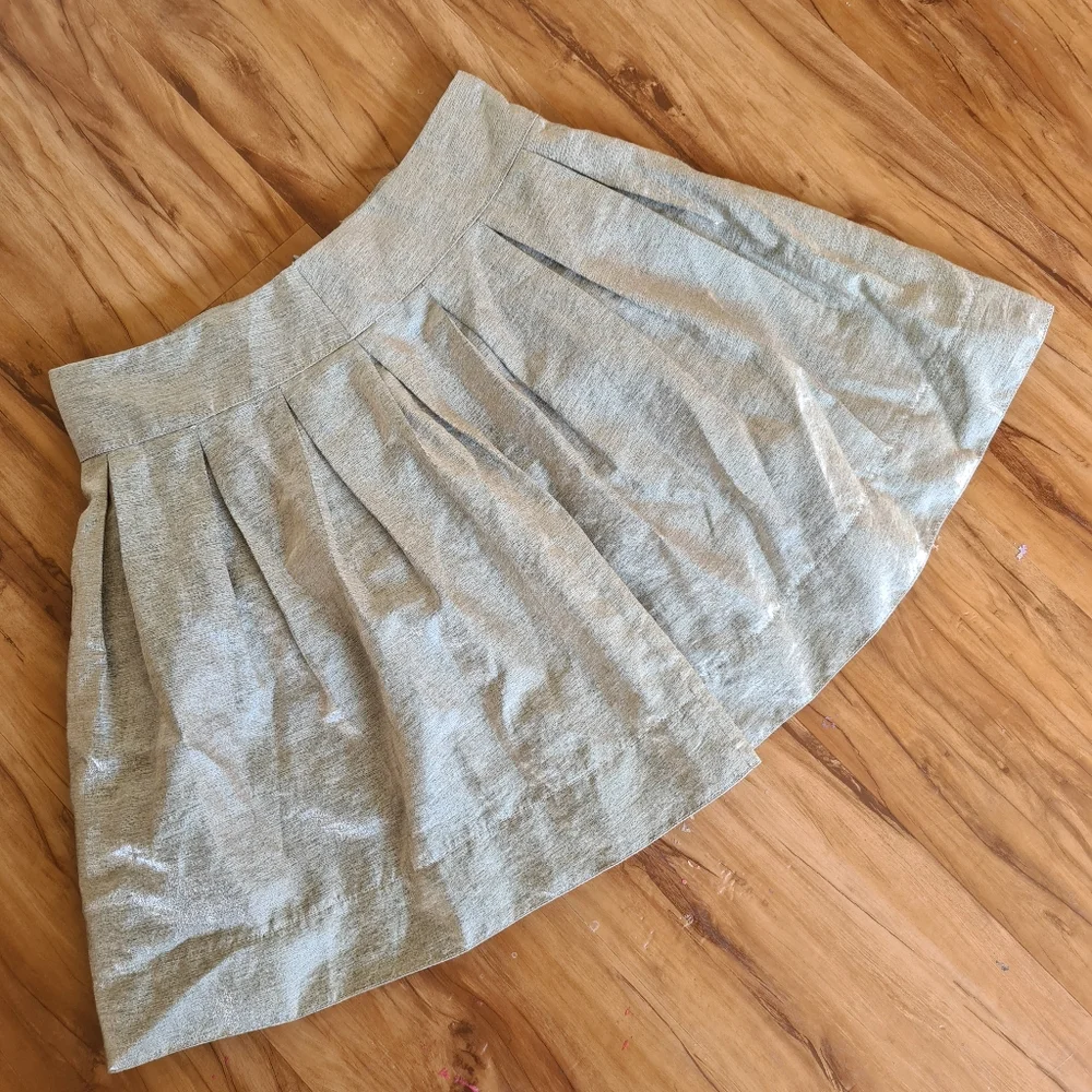 REVIEW Grey Silver Glitter 12 Plaid Pleated Quilted Fit Flare Mini School Skirts - Picture 1 of 5